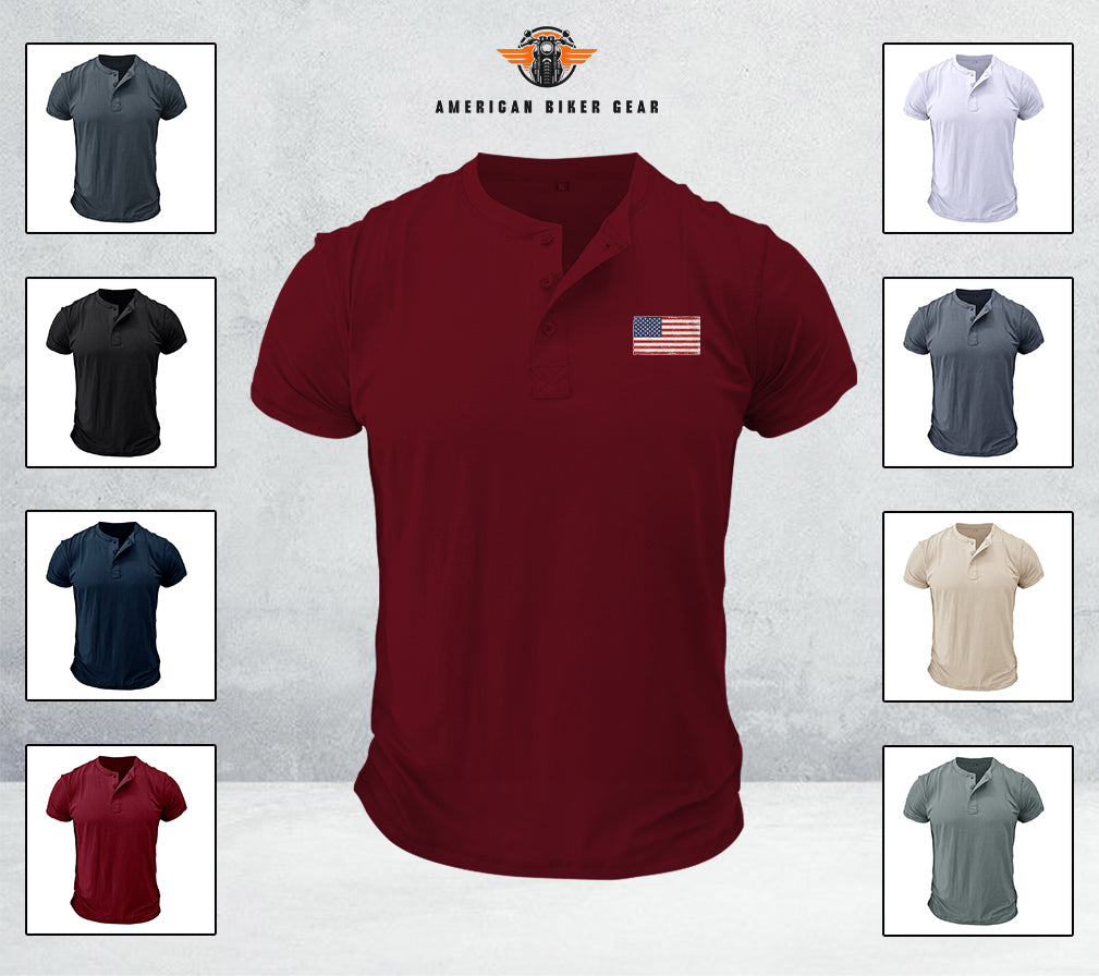 USA 250th Anniversary Motorcycle Personalized Henley Shirt LV11