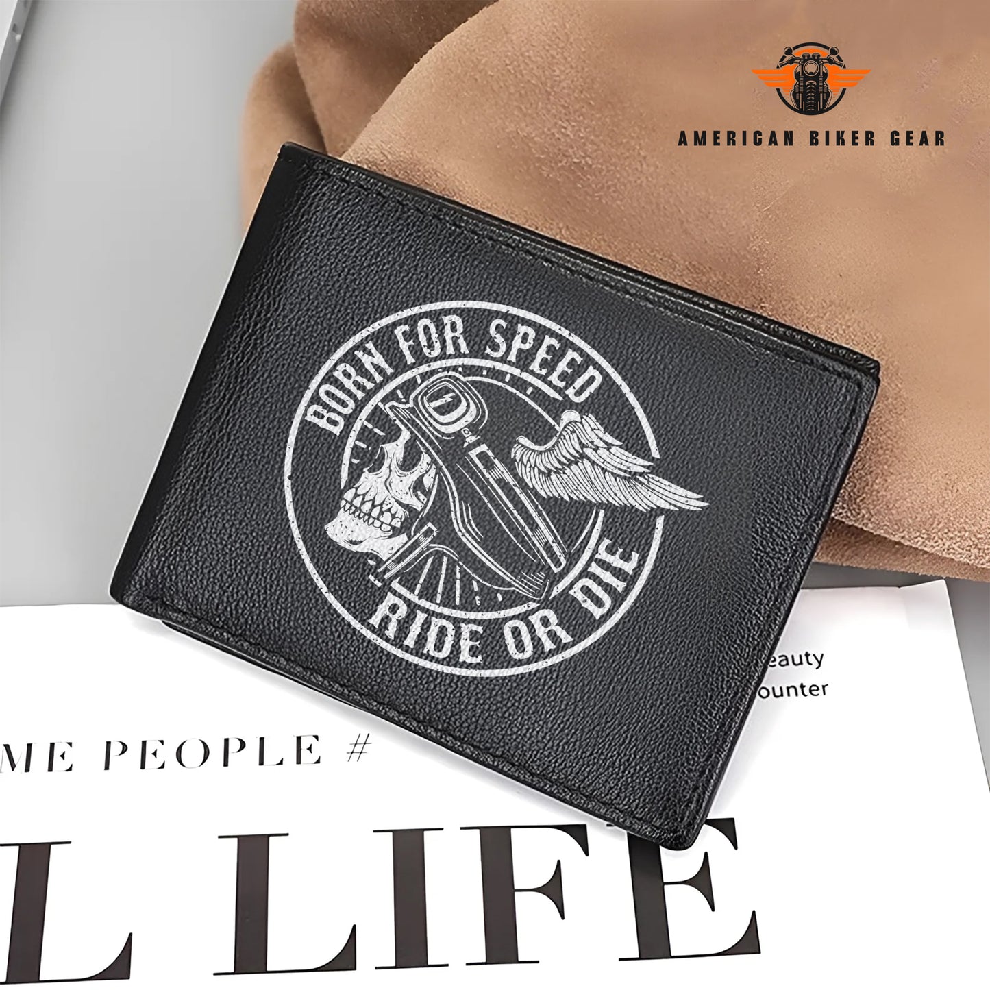 Biker Personalized Men’s Leather Bifold Wallet LV04