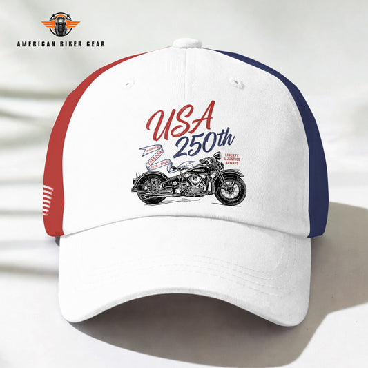 USA 250th Anniversary Motorcycle Personalized Classic Cap LV02