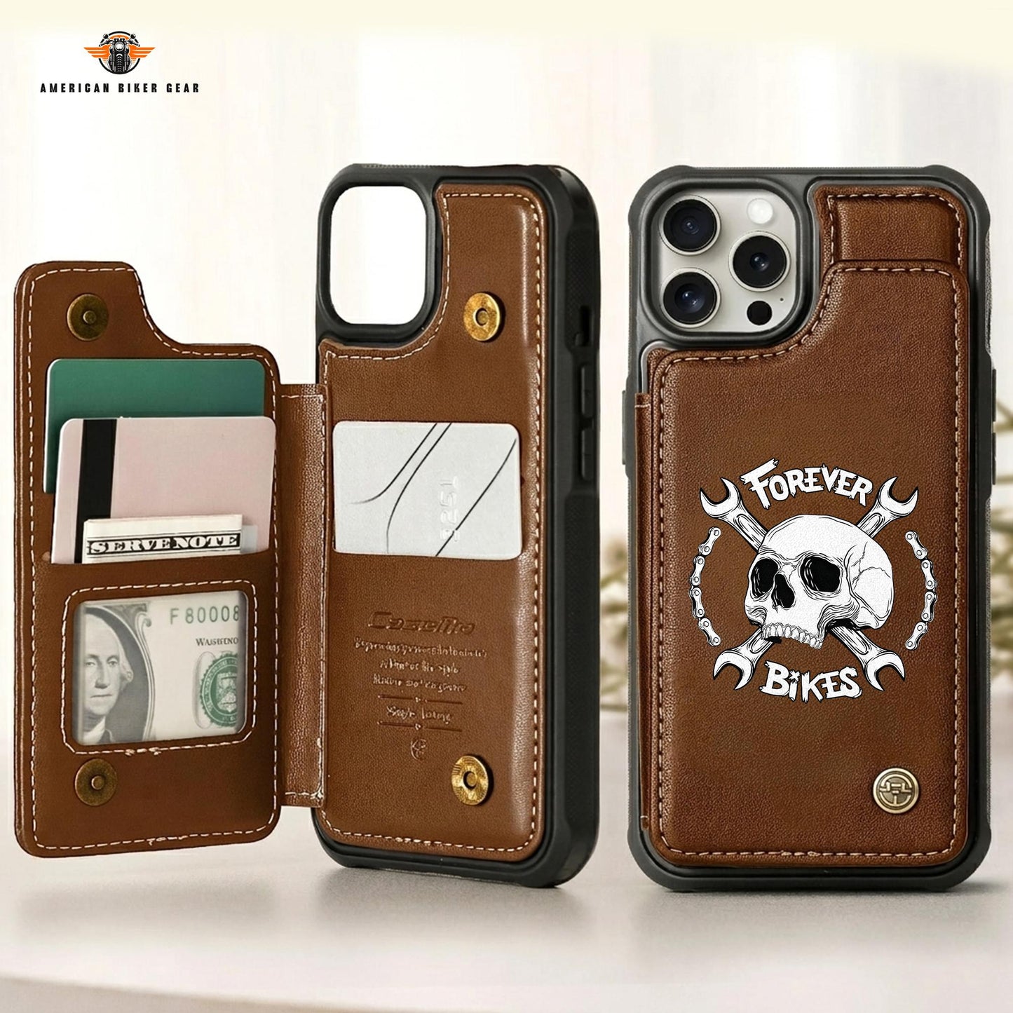 Biker Personalized Leather Wallet Phone Case LV05