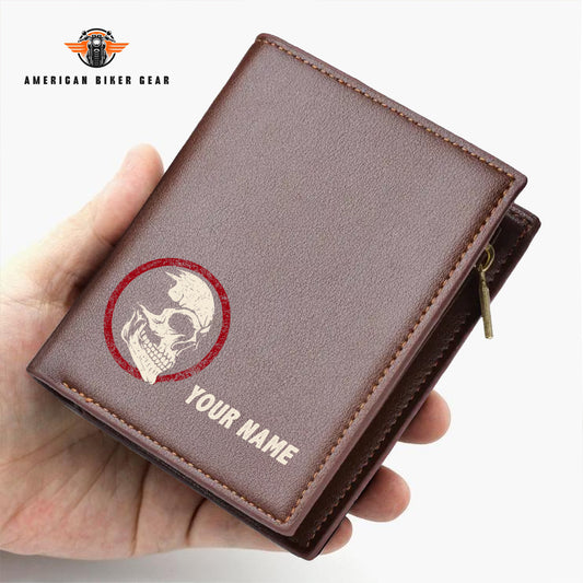 Biker Personalized Men’s Slim Vertical Leather Wallet LV04