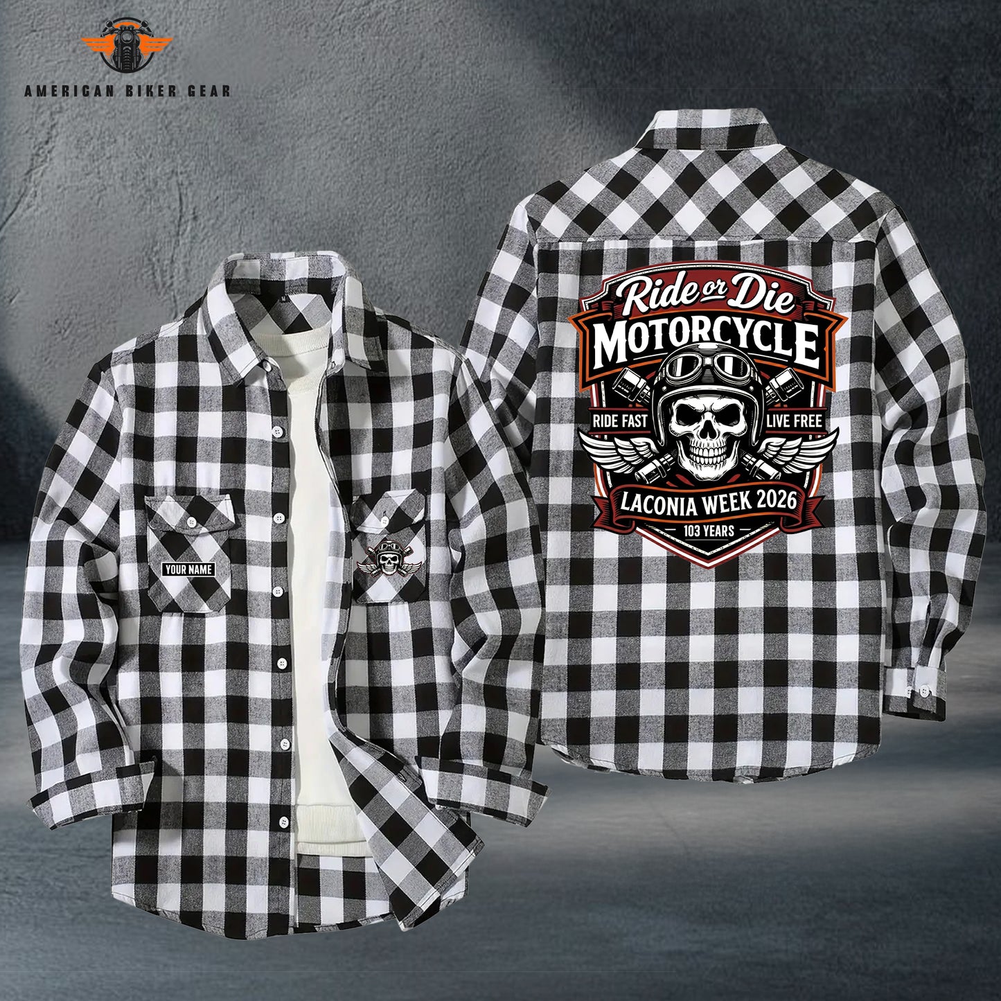 Biker Personalized Casual Flannel Long Sleeve Shirt TG16
