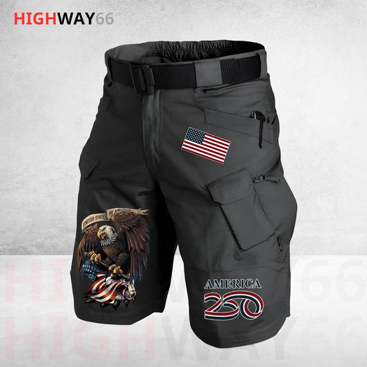 Biker USA 250th Anniversary Personalized Front Pockets Tactical Shorts (Belt Not Included) TG06