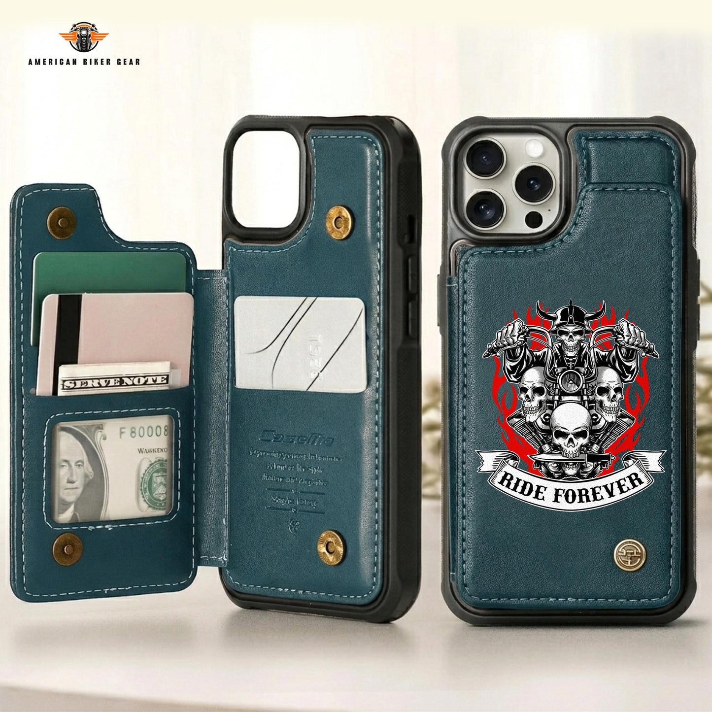 Biker Personalized Leather Wallet Phone Case TG07