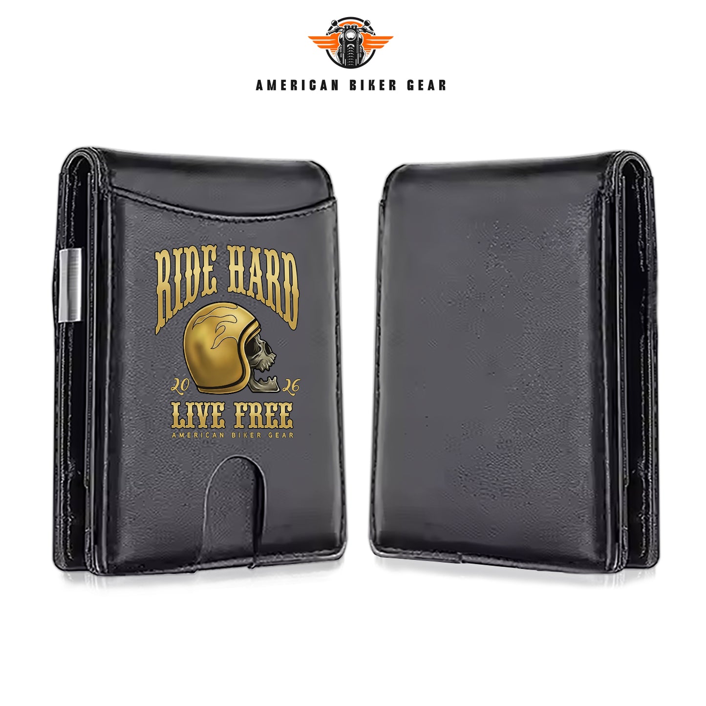 Biker Personalized Leather Money Clip Slim Wallet TN01