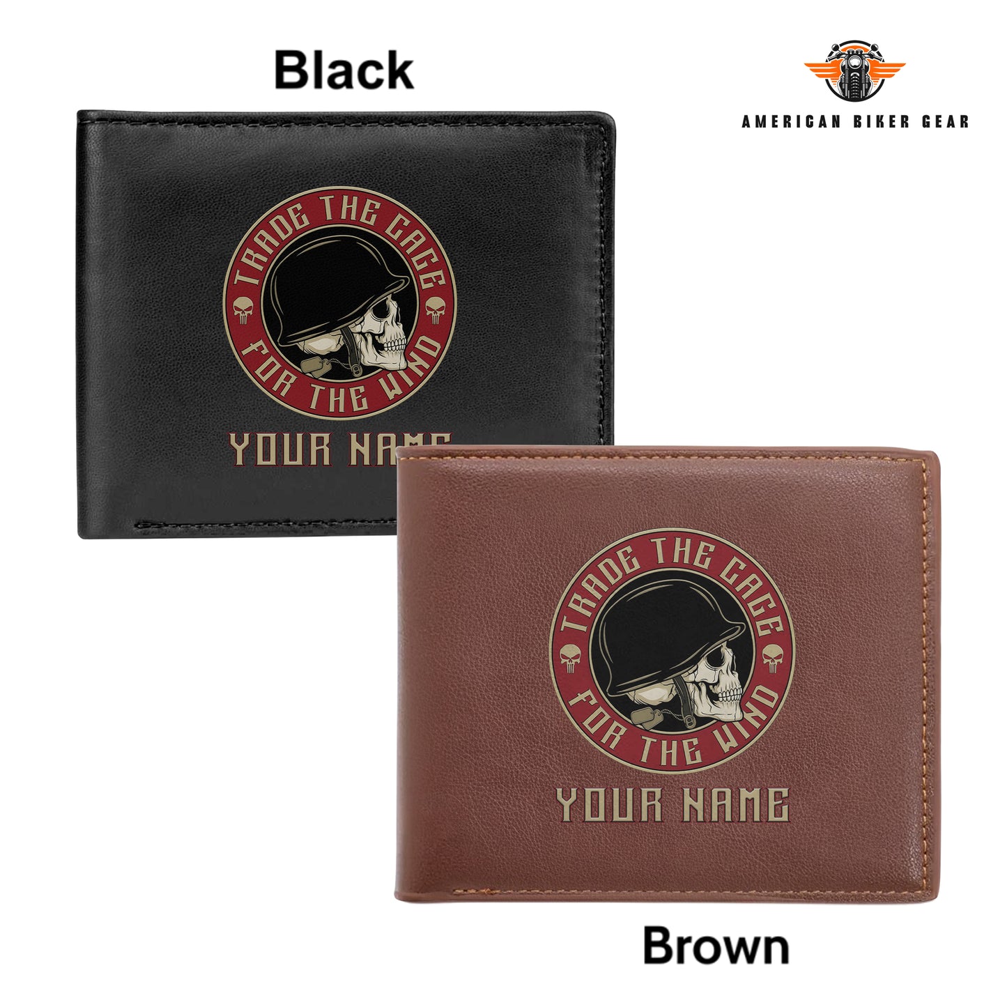 Biker Personalized Men’s Leather Bifold Wallet TN01