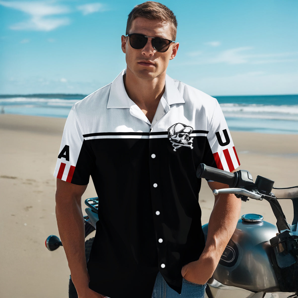 Biker USA 250th Anniversary Personalized Button Shirt GT09