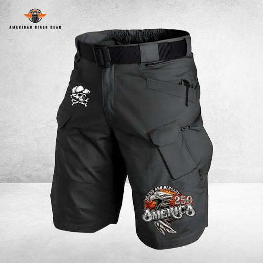 Biker USA 250th Anniversary Personalized Front Pockets Tactical Shorts (Belt Not Included) TN07
