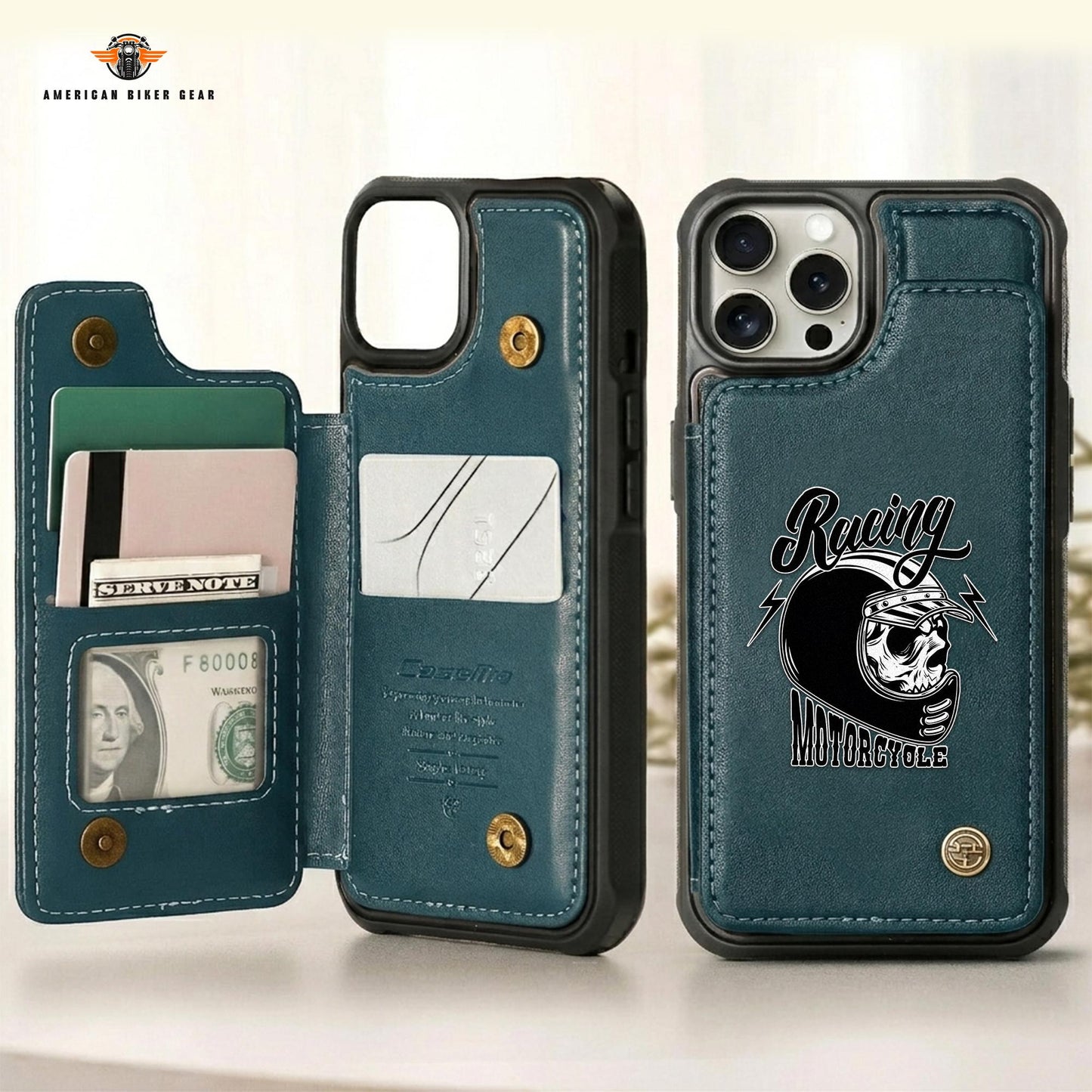 Biker Personalized Leather Wallet Phone Case TN10