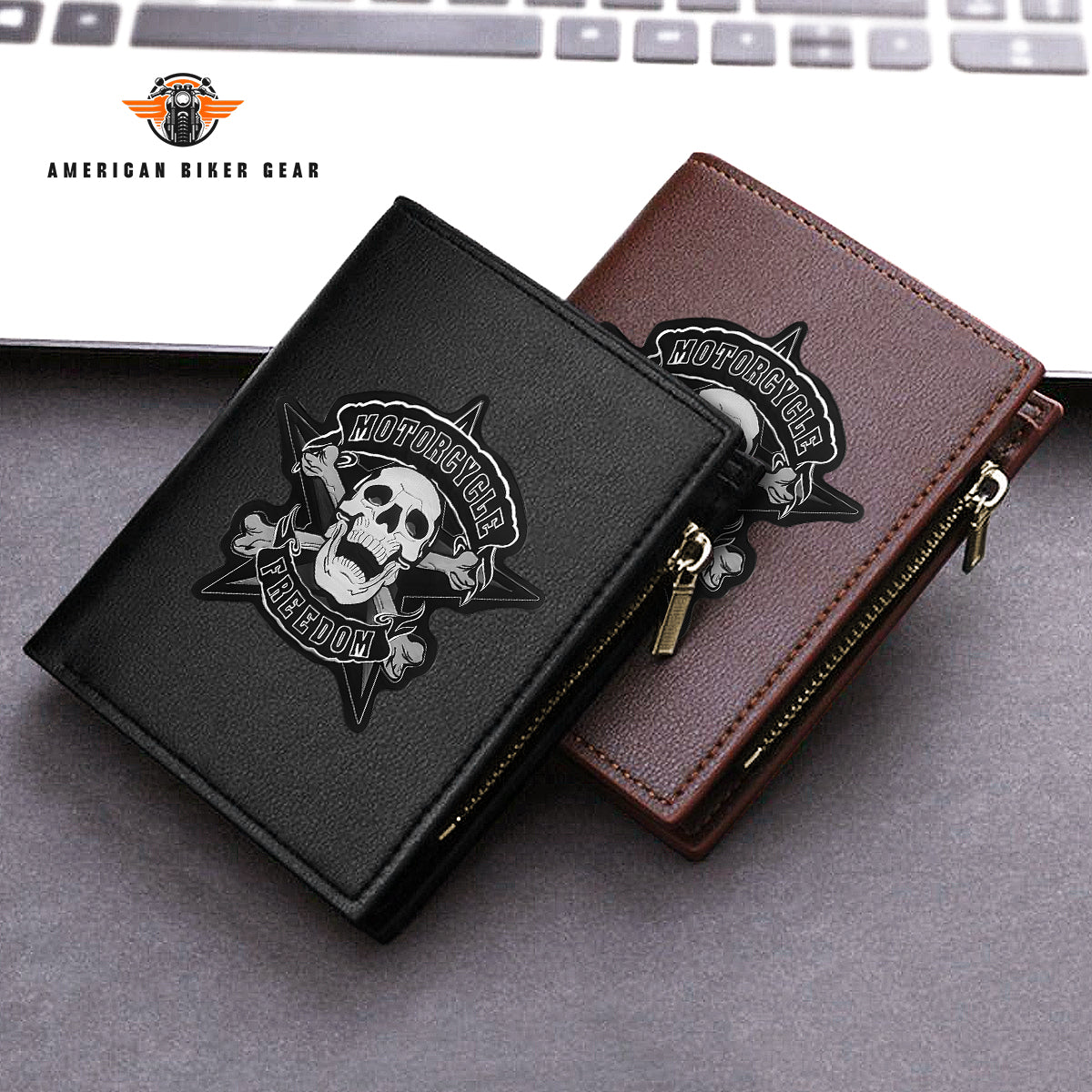 Biker Personalized Men’s Slim Vertical Leather Wallet TN02