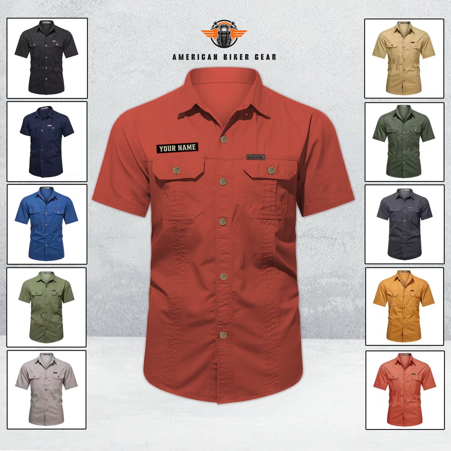 Biker Men’s Short Sleeve Cargo Shirt New 2026 TP03