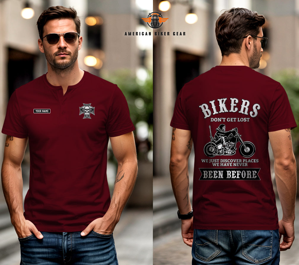 Biker Don't Get Lost Henley Shirt