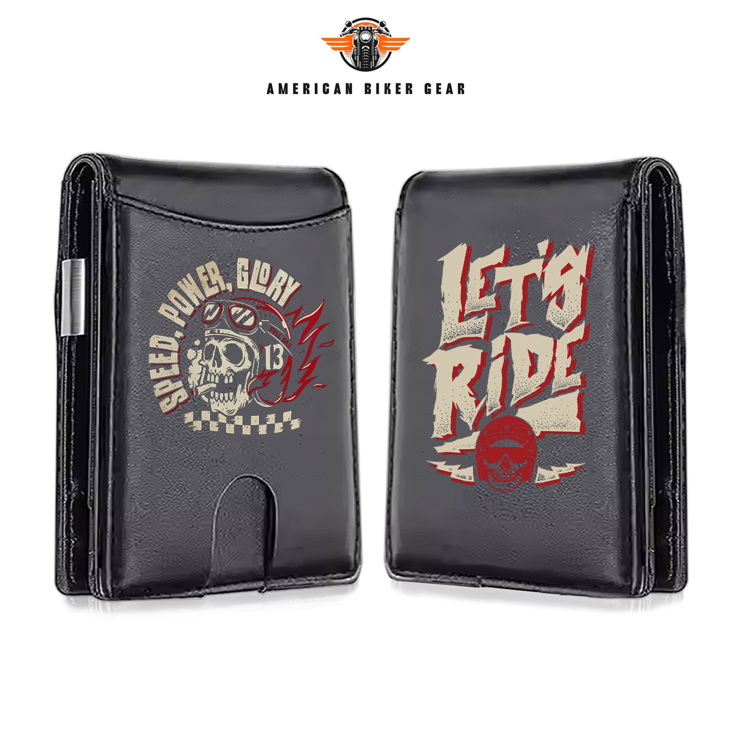 Biker Personalized Leather Money Clip Slim Wallet TP04