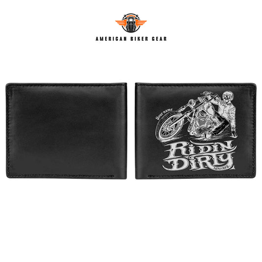 Biker Personalized Men’s Leather Bifold Wallet TP06