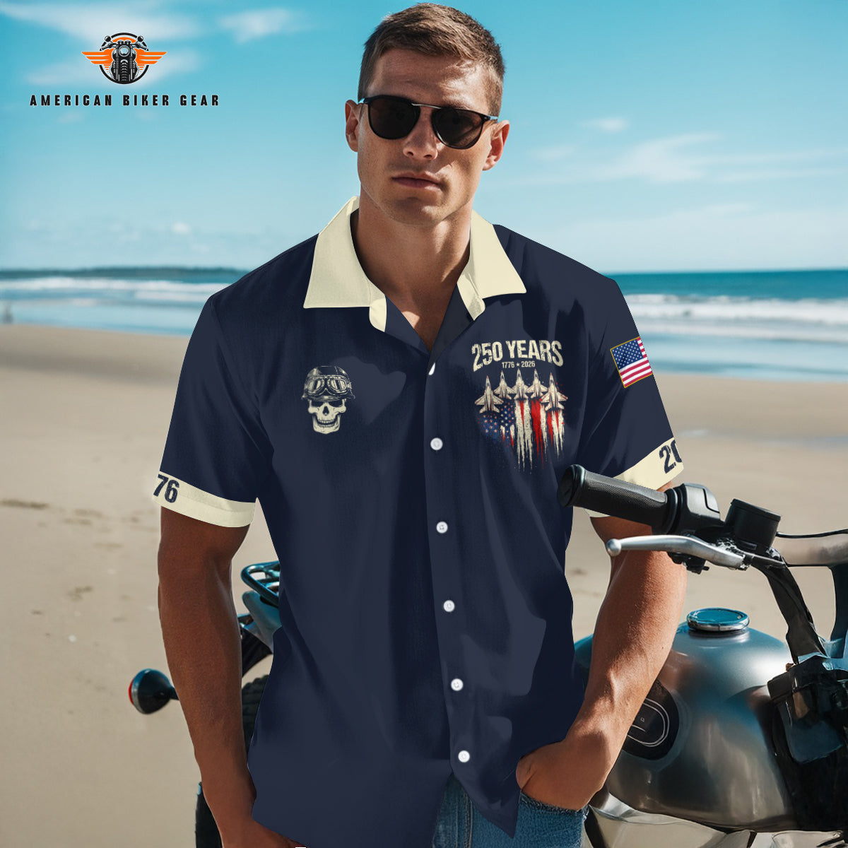Biker USA 250th Anniversary Personalized Button Shirt GT05
