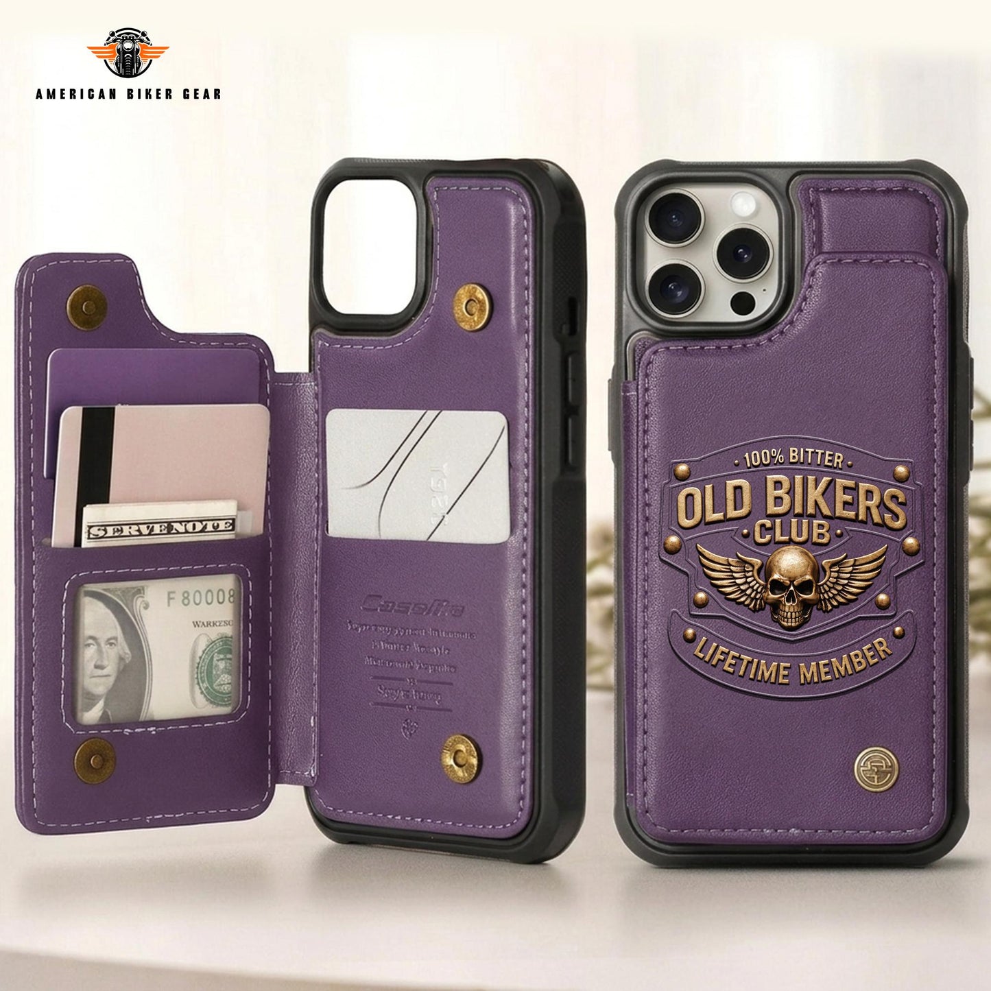 Biker Personalized Leather Wallet Phone Case TP02