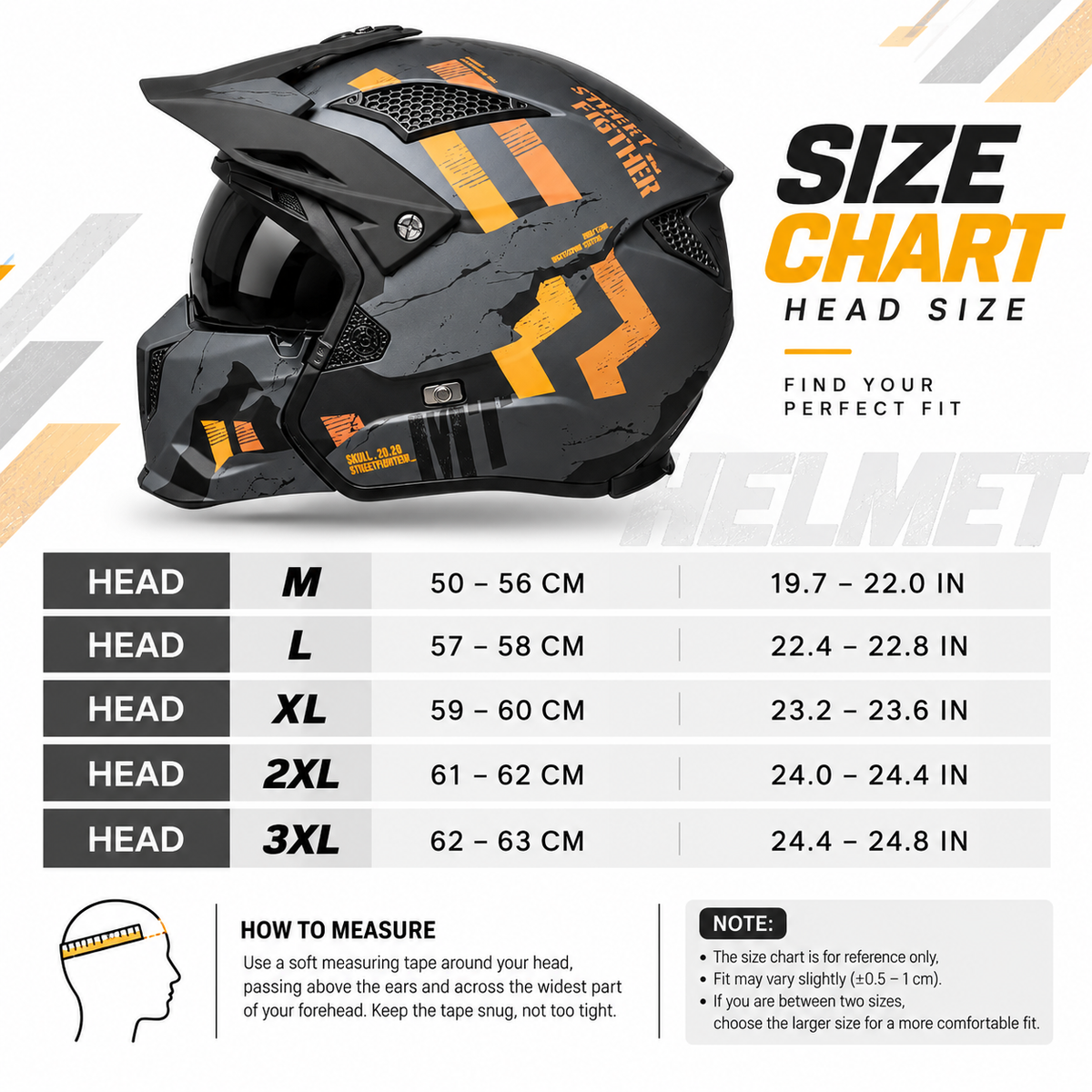 Matte Grey & Orange Skull Convertible Motorcycle Helmet LD05