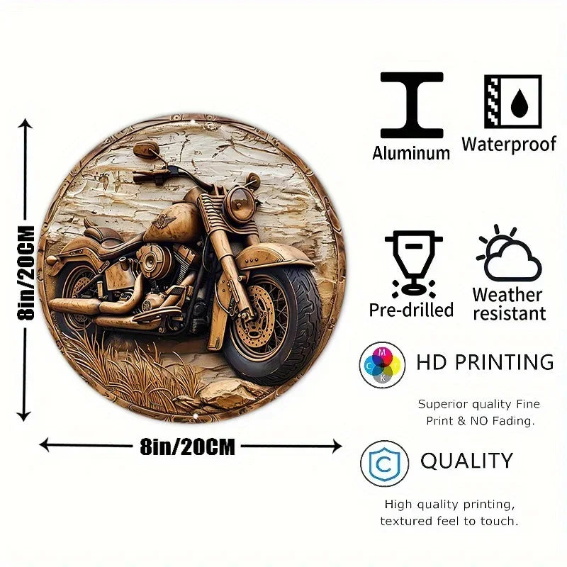 2D Motorcycle Print Aluminum Sign