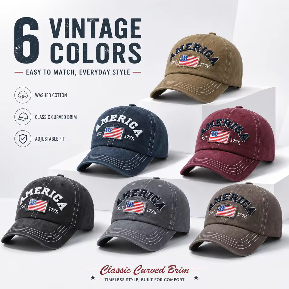 America Vintage Washed Cotton Baseball Cap