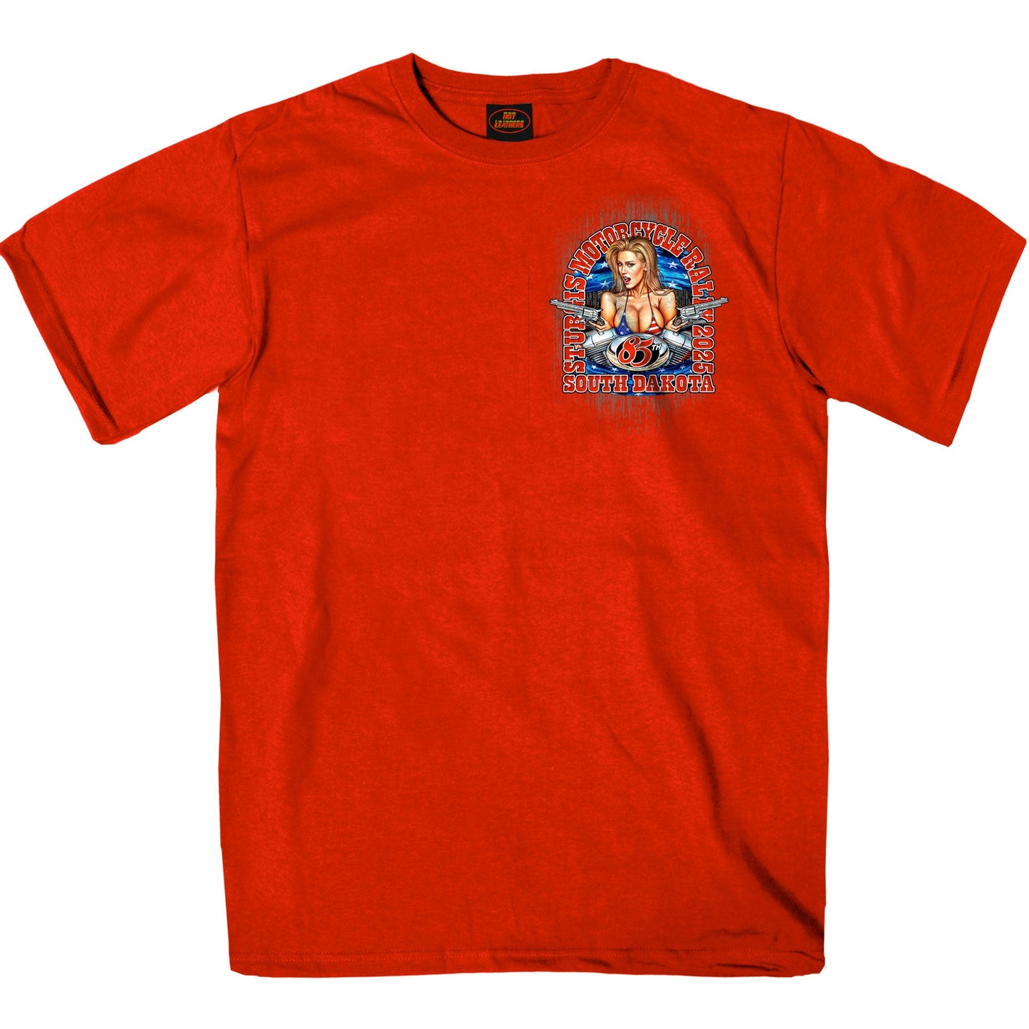 2025 Sturgis Motorcycle Rally Motor Pin UP Red SS T-Shirt