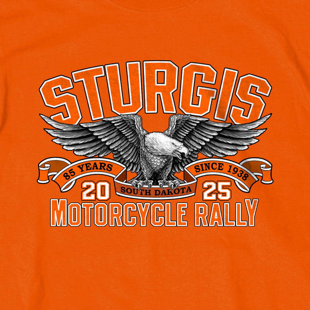 2025 Sturgis Motorcycle Rally Main Street Photo SS Orange T-shirt