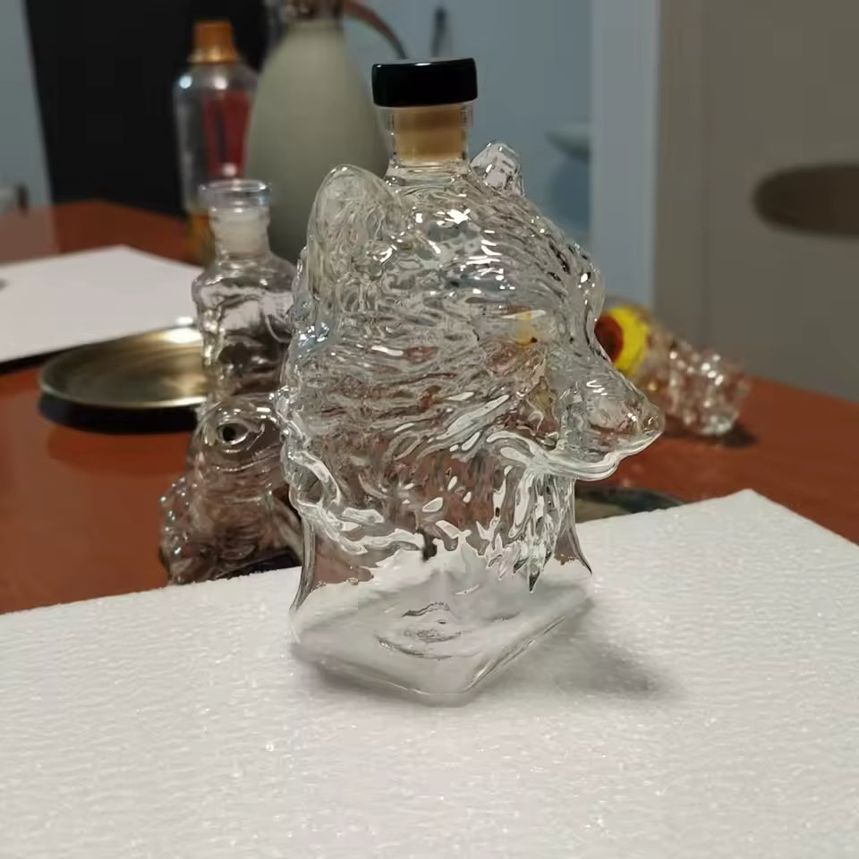3D Wolf Head Whiskey Bottle