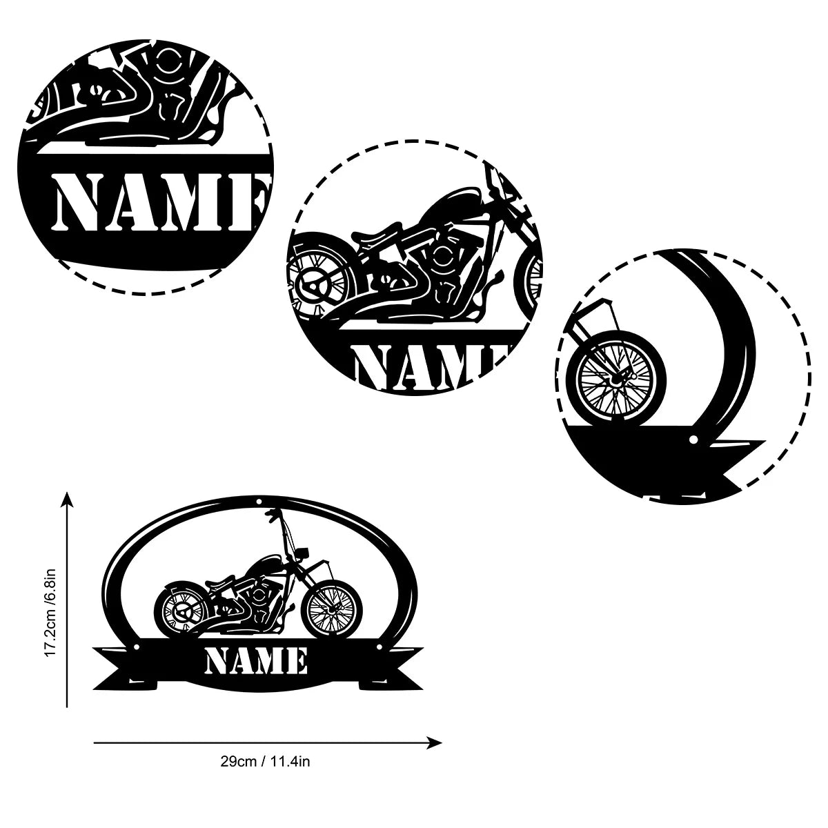 Motorcycle Personalized Name Metal Wall Sign