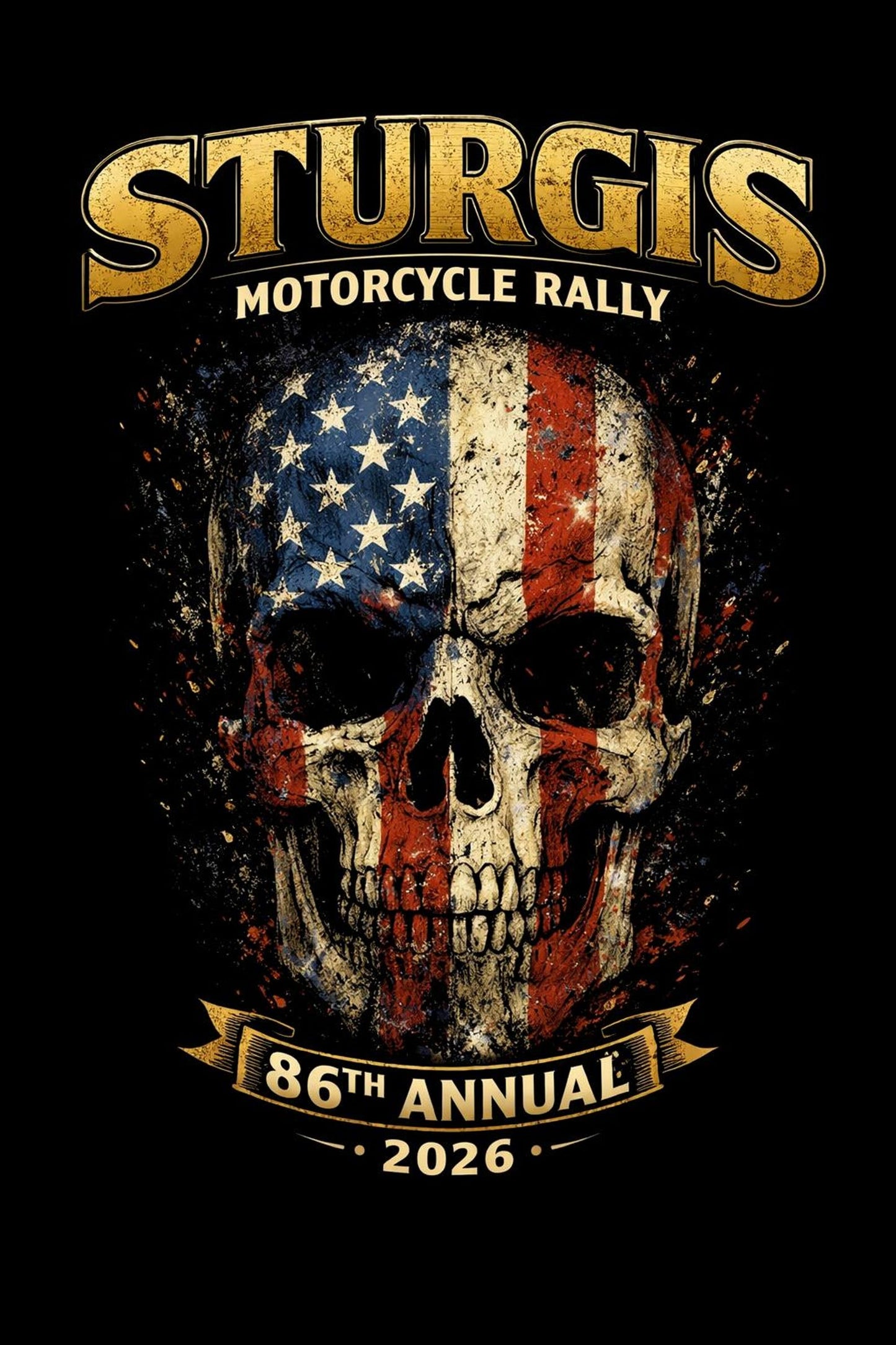 2026 Sturgis American Flag Skull - 86th Anniversary VA86
