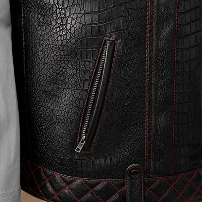 Men’s Crocodile Leather Motorcycle Vest TT2