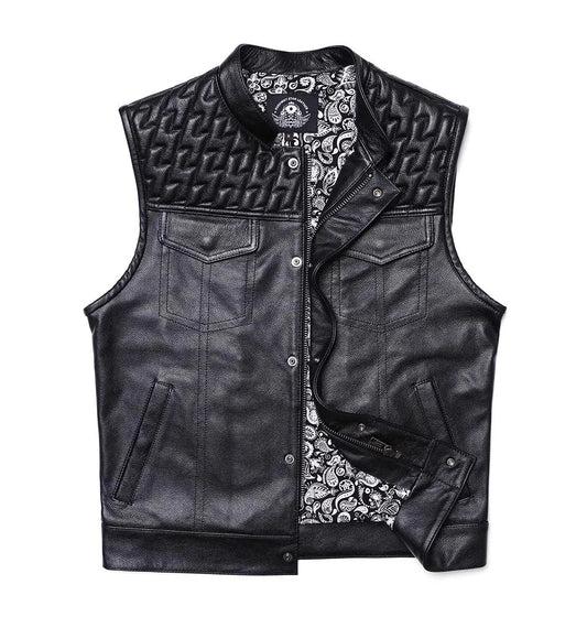 Men’s Cowhide Leather Punk Biker Vest TT3