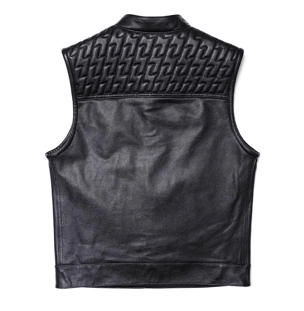 Men’s Cowhide Leather Punk Biker Vest TT3