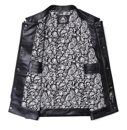 Men’s Cowhide Leather Punk Biker Vest TT3