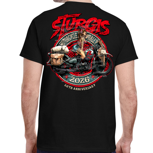 T-Shirt 2026 Sturgis Motorcycle Rally Pin-Up Girl