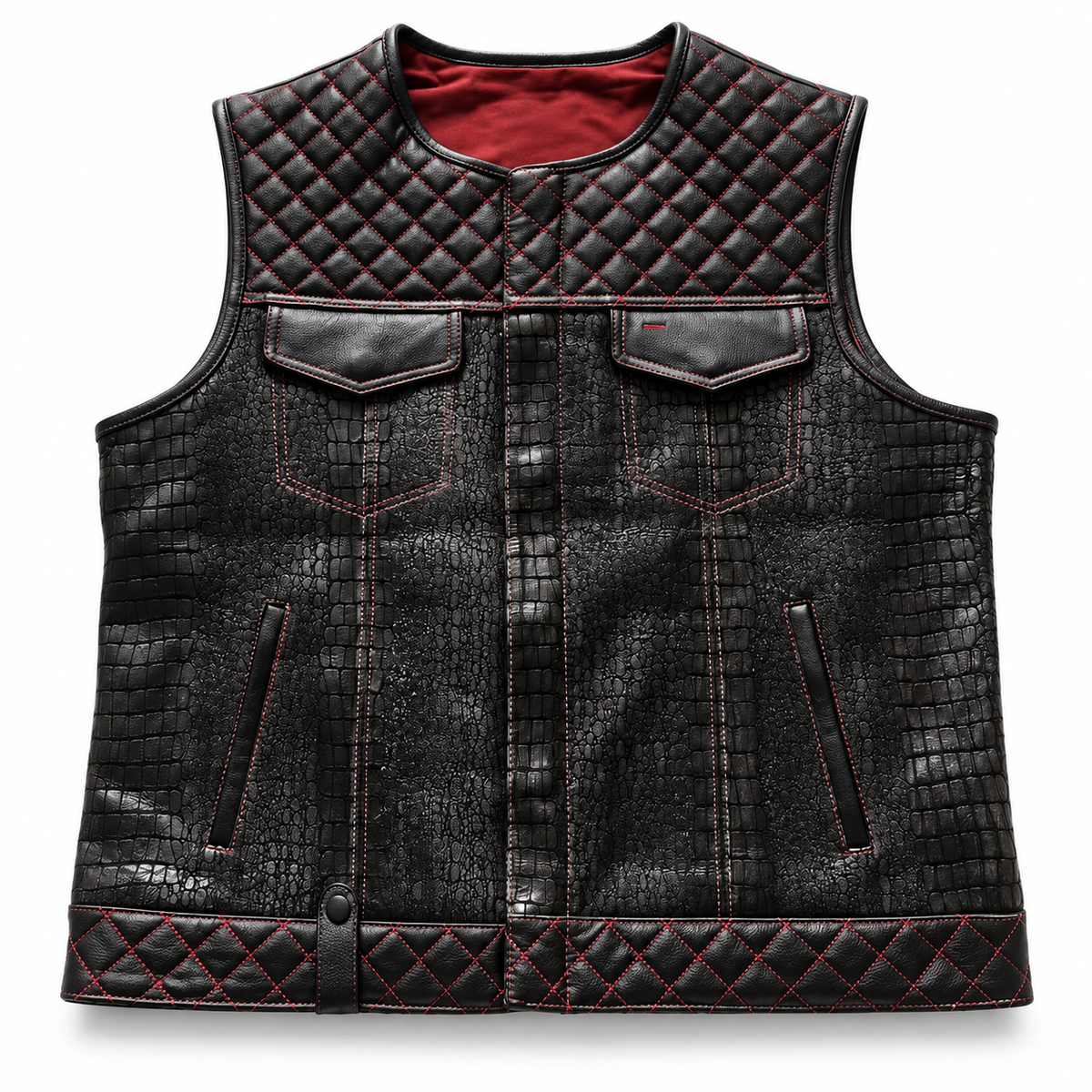 Men’s Crocodile Leather Motorcycle Vest TT2