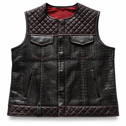 Men’s Crocodile Leather Motorcycle Vest TT2