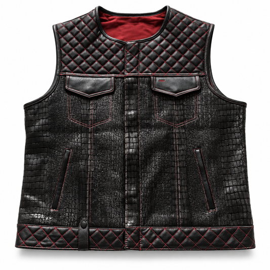 Men’s Crocodile Leather Motorcycle Vest TT2