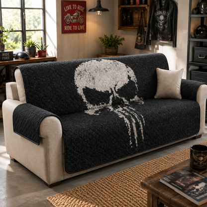Grunge Skull Quilted Seat Sofa  TT04