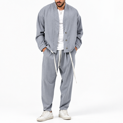 Combo Men's Cardigan Jacketsand Solid Jogger