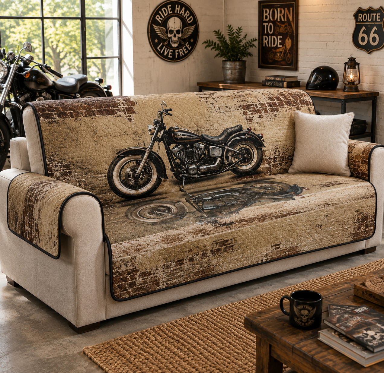 Vintage Motorcycle Quilted Seat Sofa  TT05