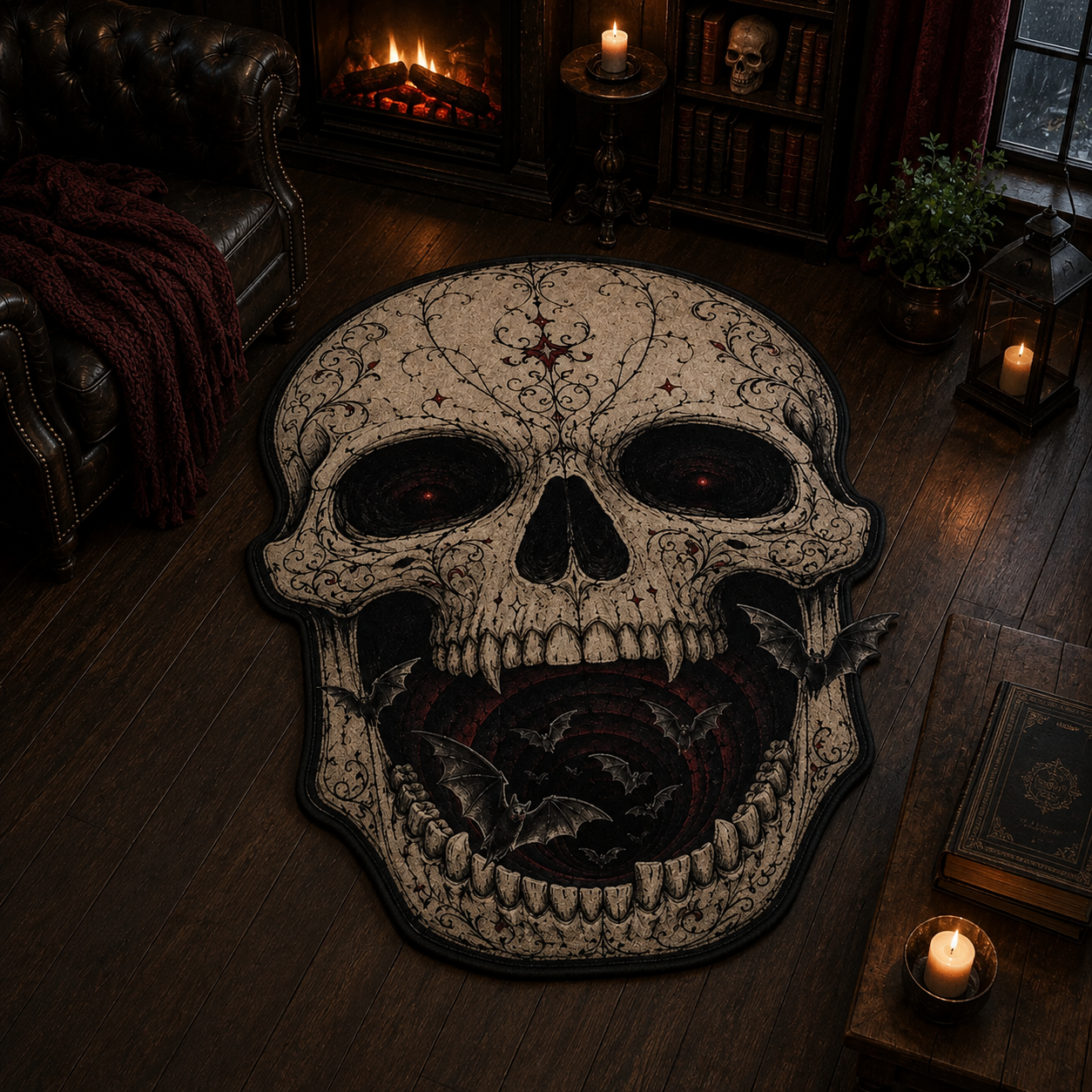 Bat Cave Skull Shape Area Rug TT05