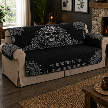 Floral Skull Quilted Seat Sofa  TT06