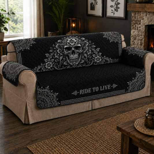 Floral Skull Quilted Seat Sofa  TT06