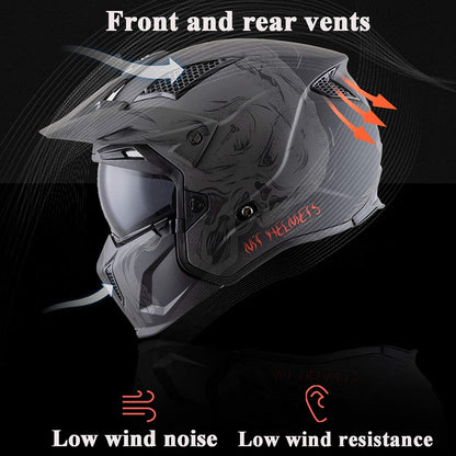 Matte Black & Grey Modular Off-Road Helmet LD04