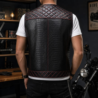 Men’s Crocodile Leather Motorcycle Vest TT2