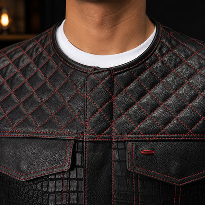 Men’s Crocodile Leather Motorcycle Vest TT2