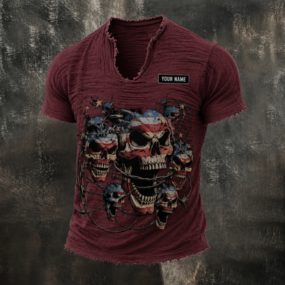 American Skull Men’s Vintage Biker Frayed Tee ABGTT01