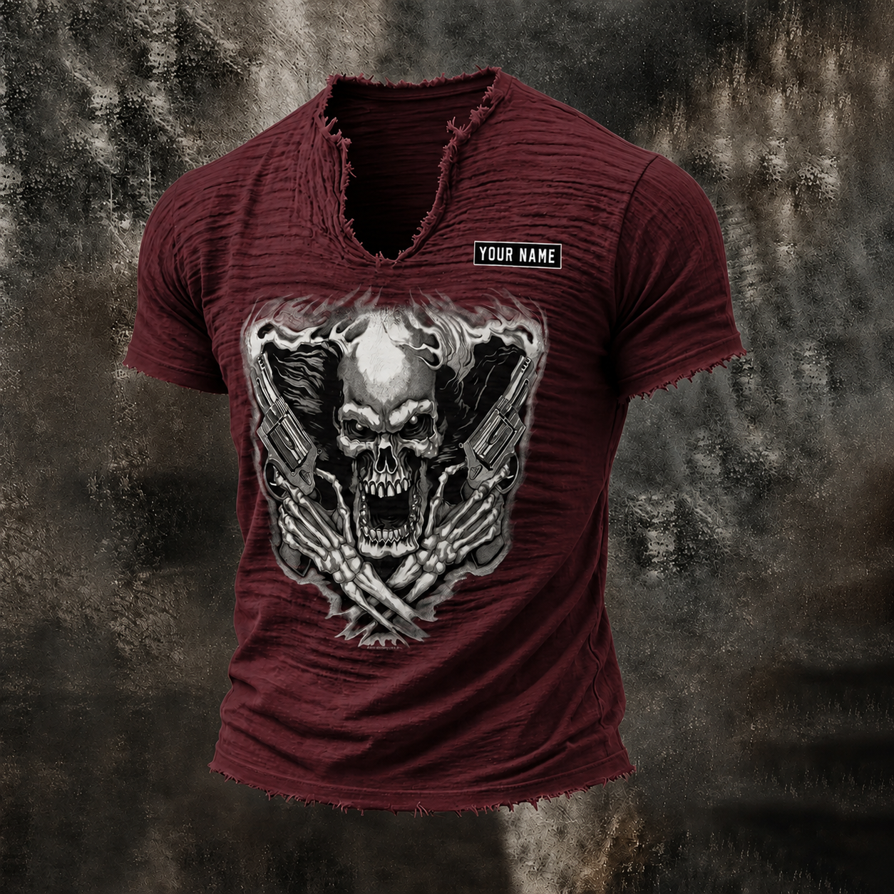 Skull Men’s Vintage Biker Frayed Tee ABGTT02