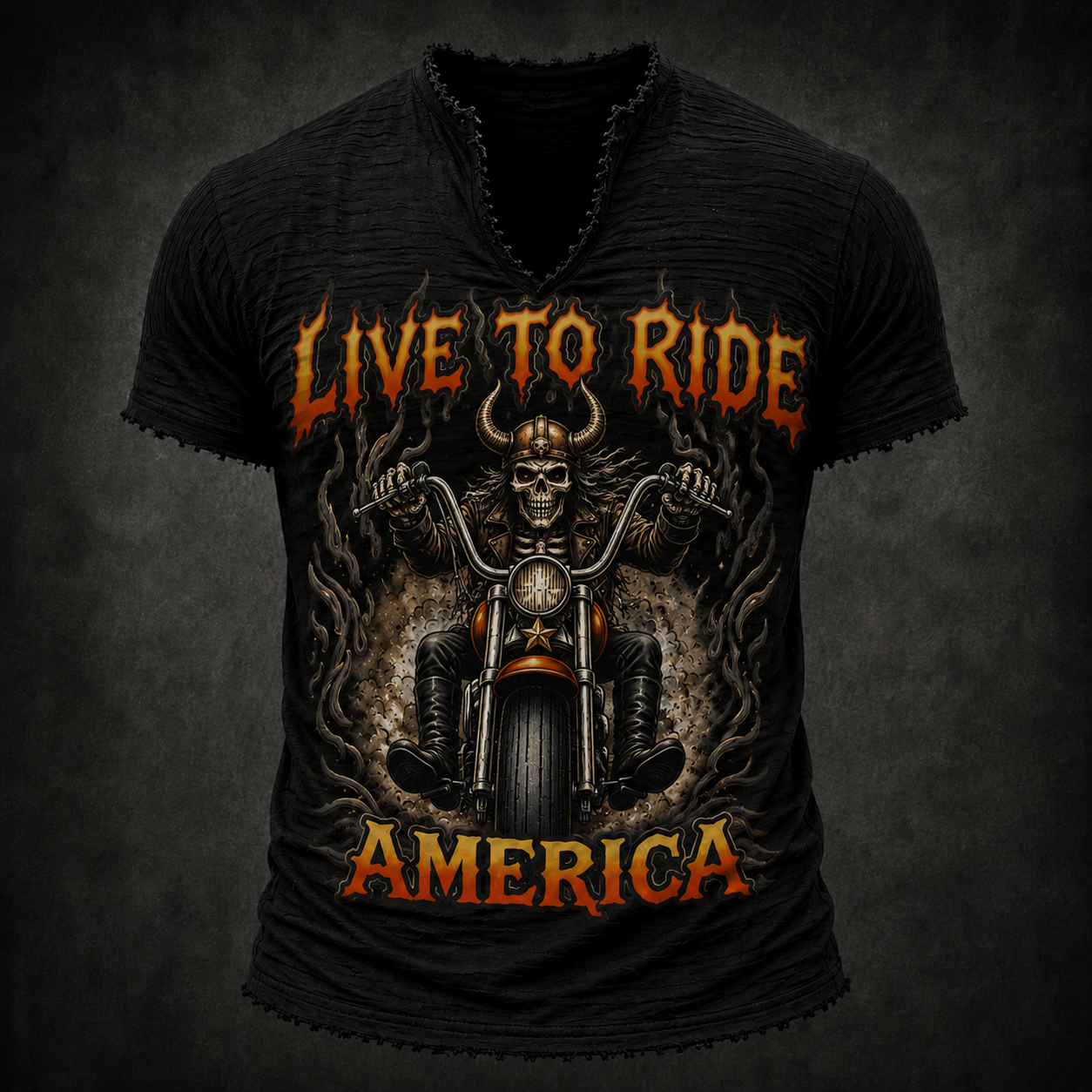Live to Ride Men’s Vintage Biker Frayed Tee ABGTT03