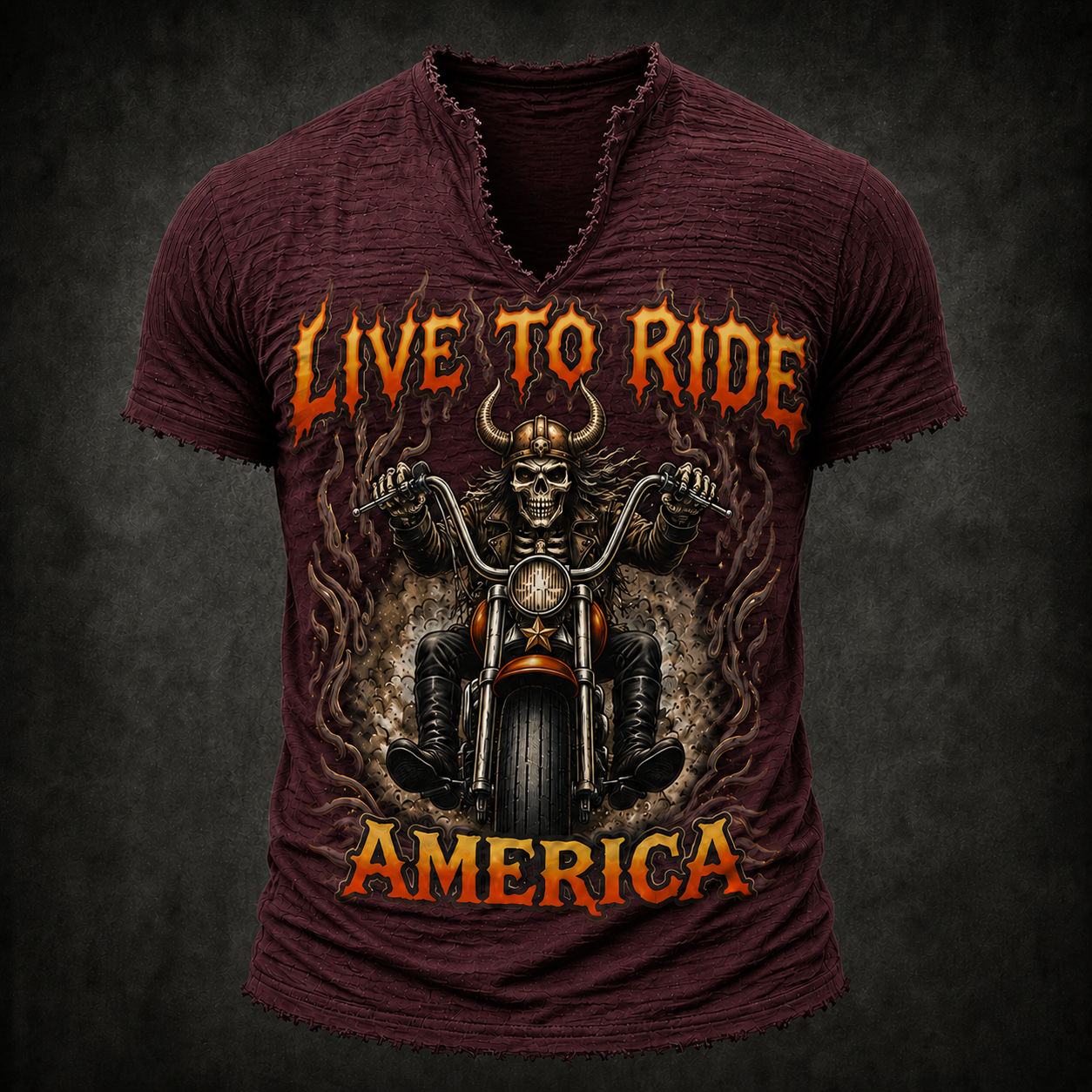 Live to Ride Men’s Vintage Biker Frayed Tee ABGTT03