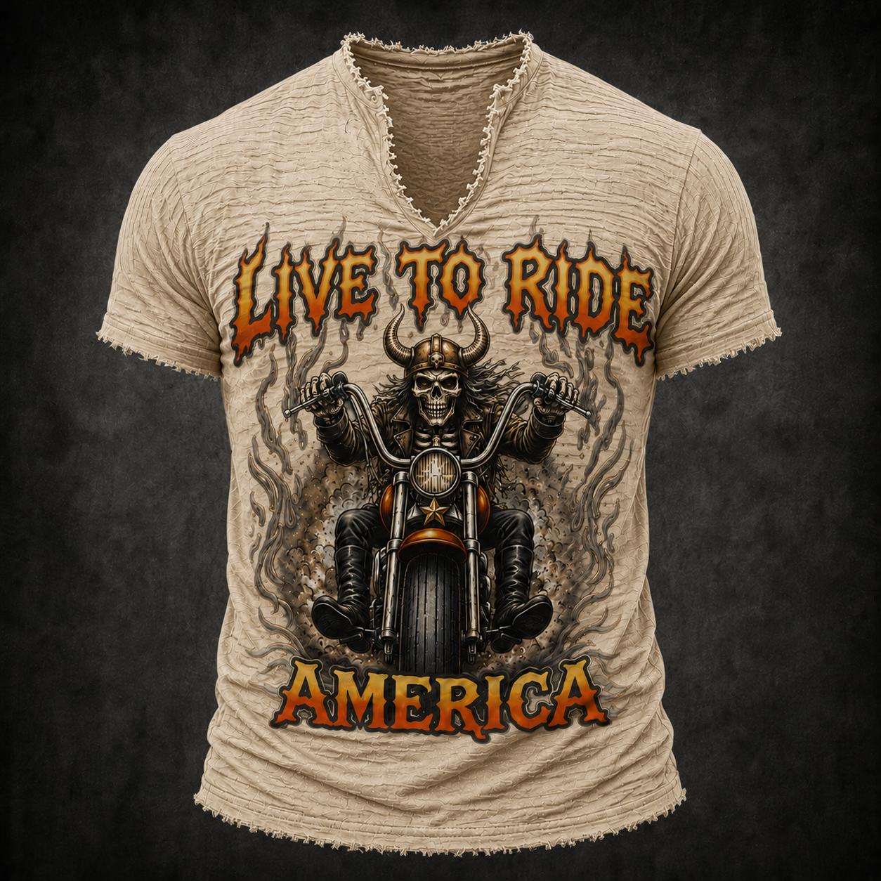 Live to Ride Men’s Vintage Biker Frayed Tee ABGTT03